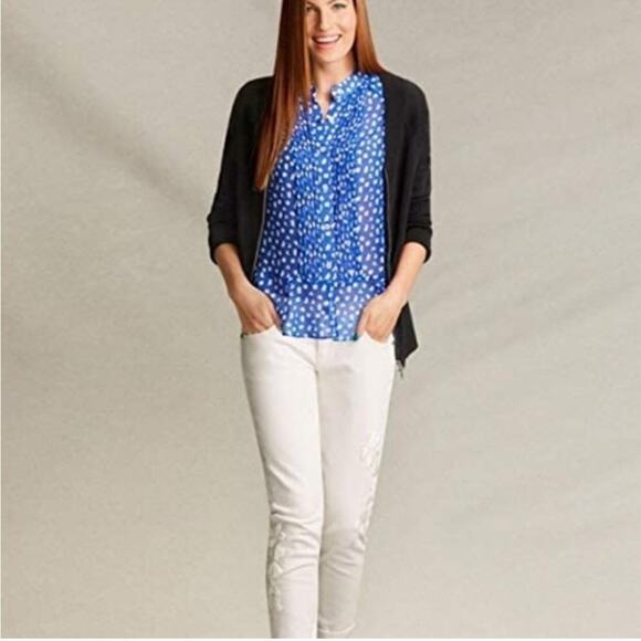 Cabi Switch black v neck full zip front cardigan sweater size Medium #5453 - Picture 3 of 16